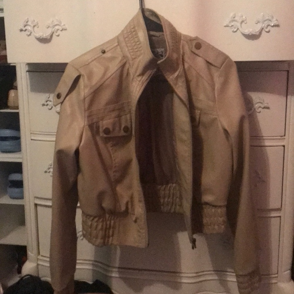 Beige Leather Jacket